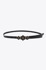 Flower Decor Skinny PU Belt - Trendsi - Flyclothing LLC