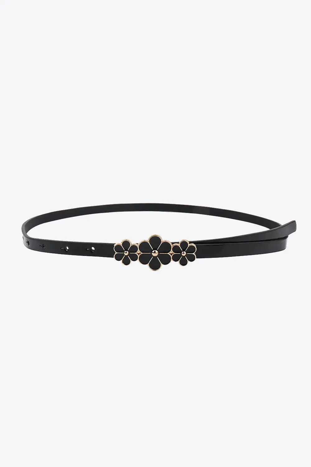 Flower Decor Skinny PU Belt - Trendsi - Flyclothing LLC