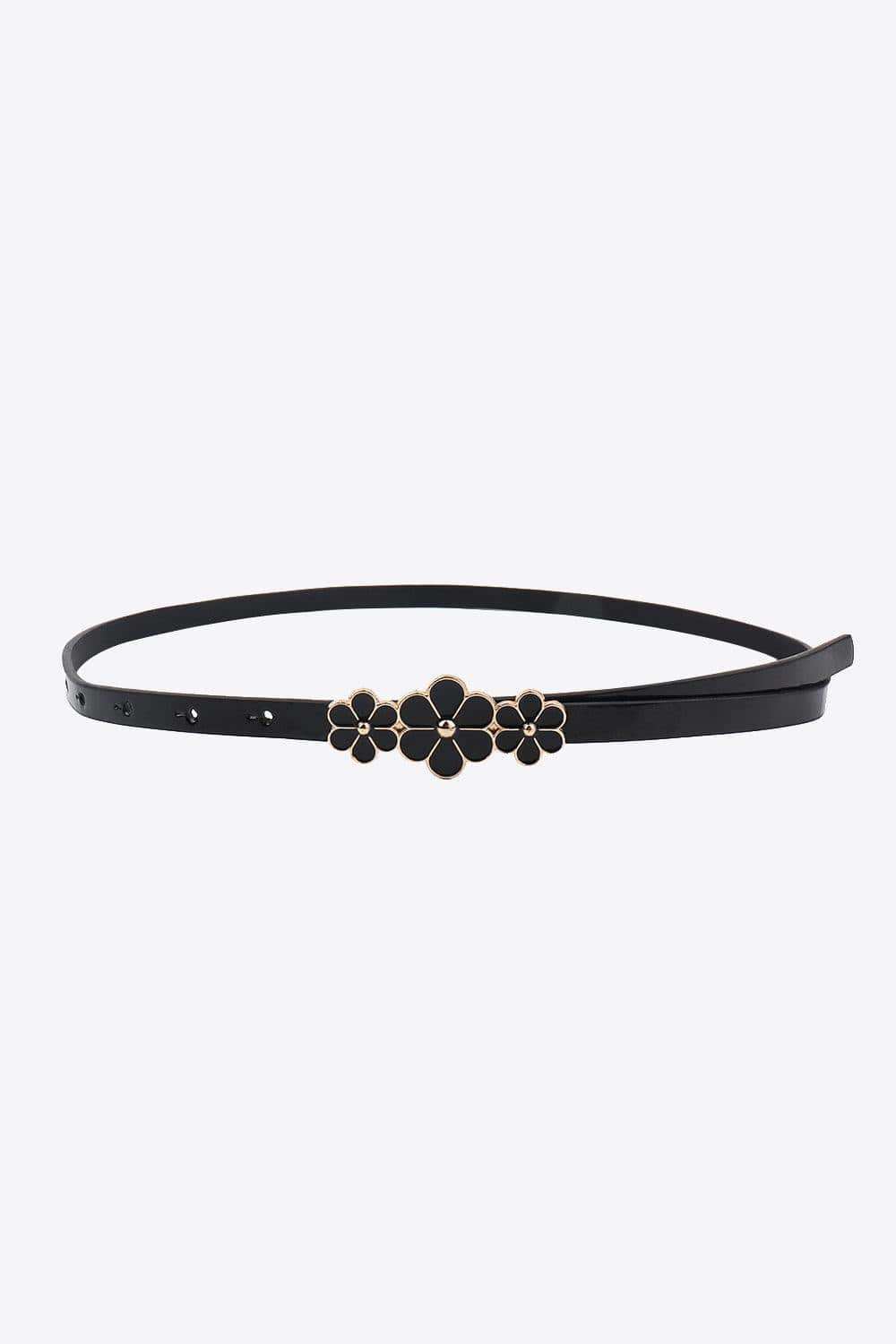 Flower Decor Skinny PU Belt - Trendsi - Flyclothing LLC