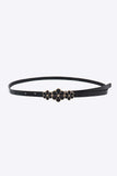 Flower Decor Skinny PU Belt - Trendsi - Flyclothing LLC