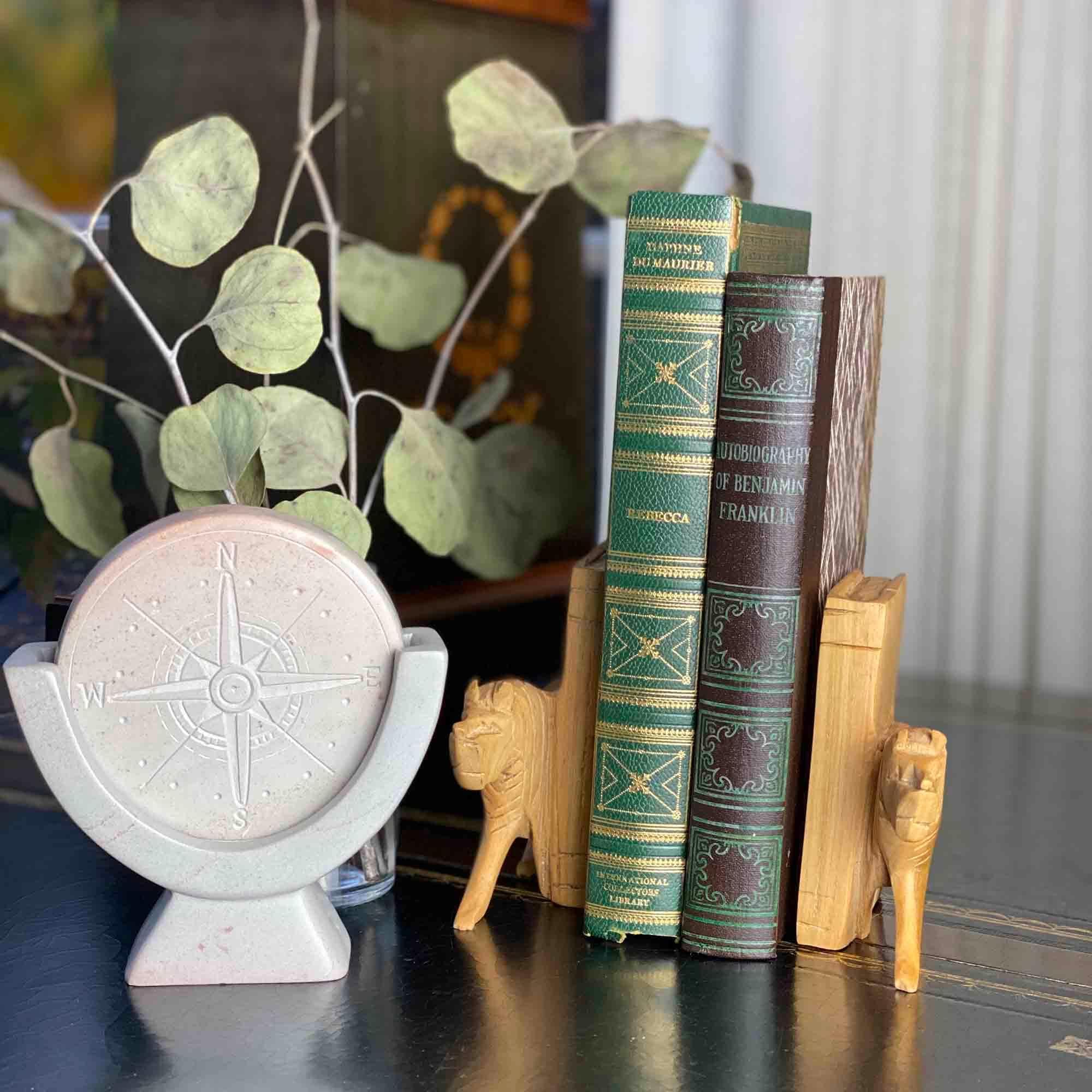 Compass Soapstone Sculpture, Light Gray Stone - SMOLArt