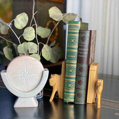 Compass Soapstone Sculpture, Light Gray Stone - SMOLArt