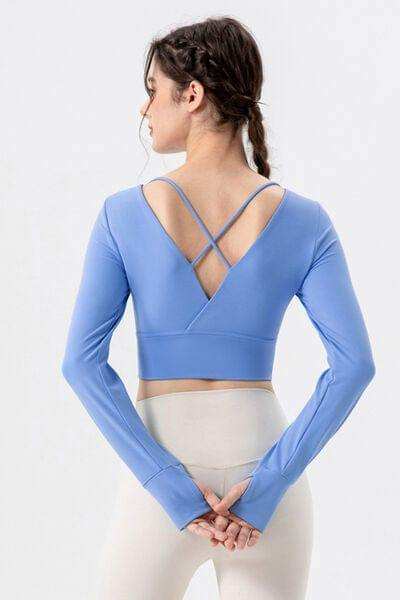 Square Neck Crisscross Active T-Shirt - Trendsi - Flyclothing LLC