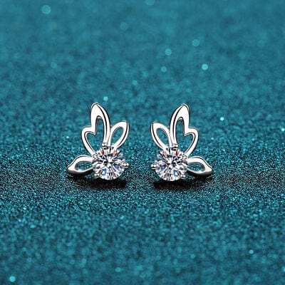 1 Carat Moissanite Butterfly Shape Earrings - Trendsi - Flyclothing LLC