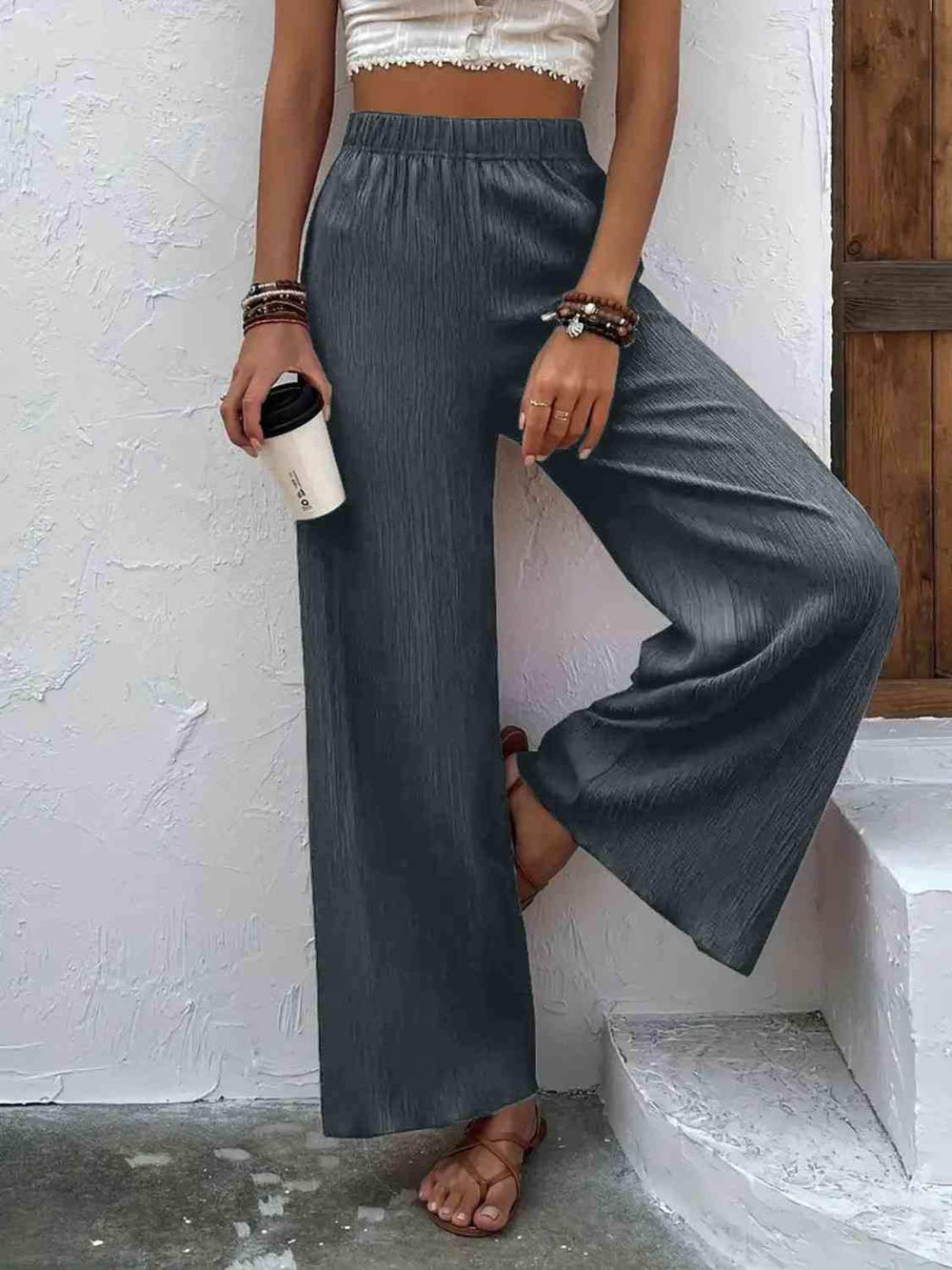 Full Size High Waist Wide Leg Pants - Trendsi - Flyclothing LLC