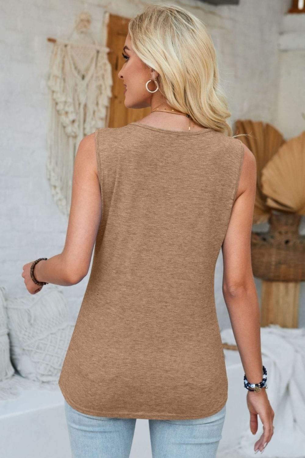 Lace Detail V-Neck Tank - Trendsi - Flyclothing LLC