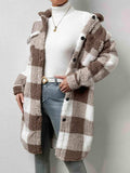 Plaid Collared Neck Button Down Coat - Trendsi - Flyclothing LLC