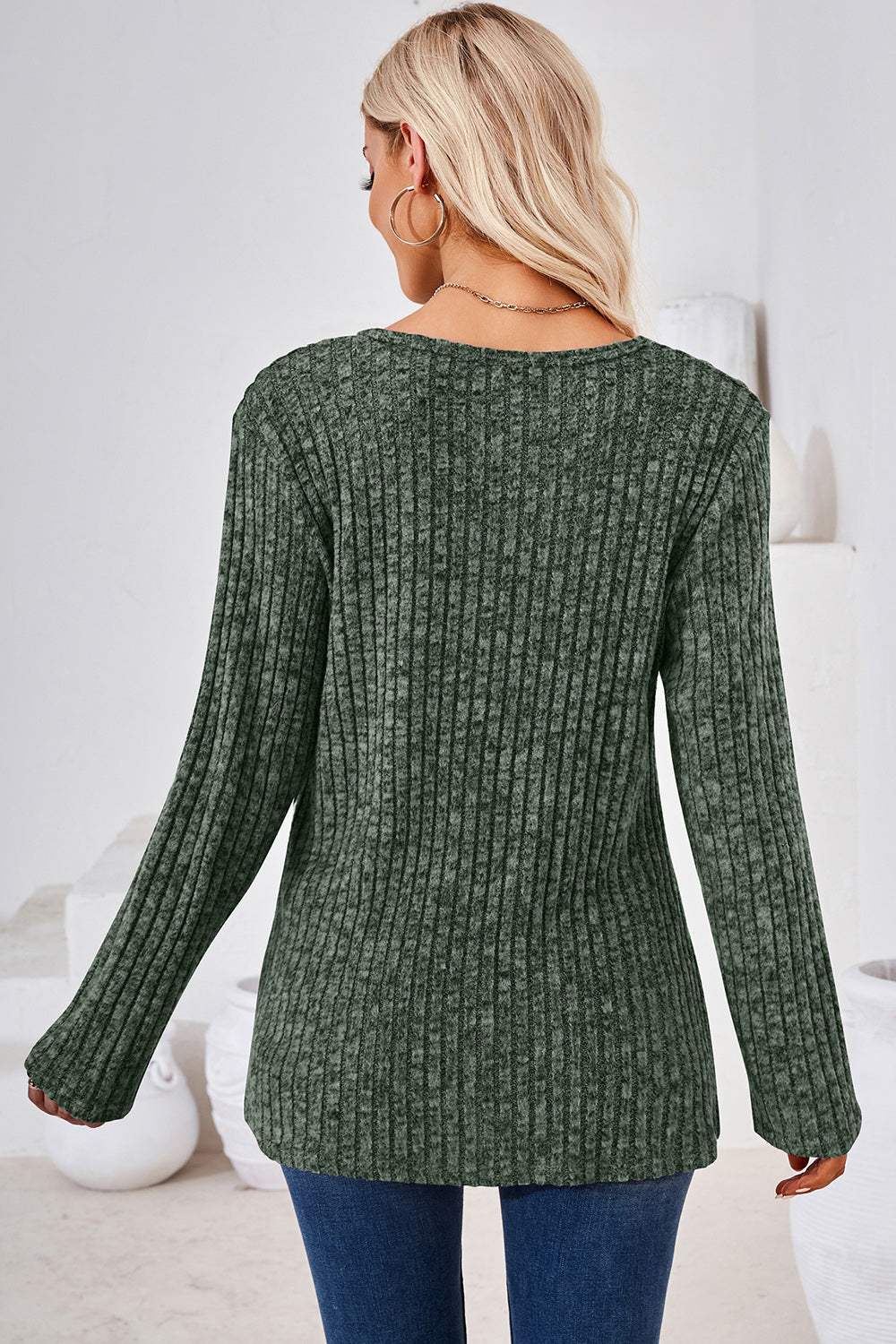 Round Neck Long Sleeve T-Shirt - Trendsi - Flyclothing LLC