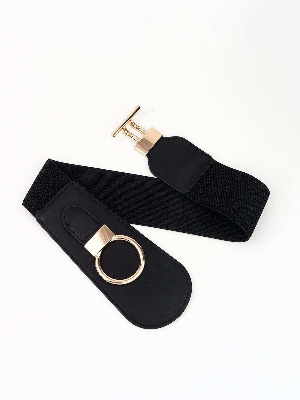 PU Elastic Wide Belt with Alloy Buckle - Trendsi - Flyclothing LLC