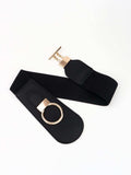 PU Elastic Wide Belt with Alloy Buckle - Trendsi - Flyclothing LLC