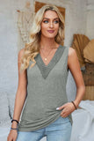 Lace Detail V-Neck Tank - Trendsi - Flyclothing LLC
