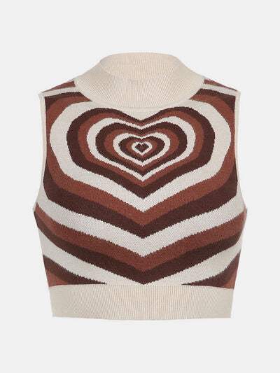 Heart Mock Neck Sweater Vest - Trendsi - Flyclothing LLC