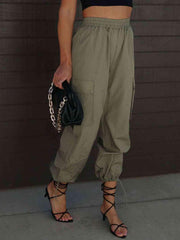 High Waist Drawstring Pants with Pockets - Trendsi