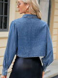 Button Up Long Sleeve Denim Jacket - Trendsi