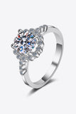 1 Carat Moissanite Rhodium-Plated Halo Ring - Trendsi