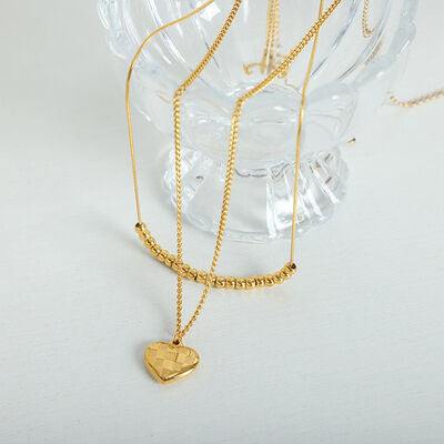 Heart Pendant Double-Lrayed Necklace - Trendsi