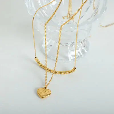 Heart Pendant Double-Lrayed Necklace - Trendsi - Flyclothing LLC