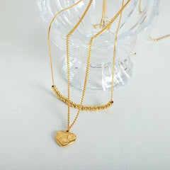 Heart Pendant Double-Lrayed Necklace - Trendsi