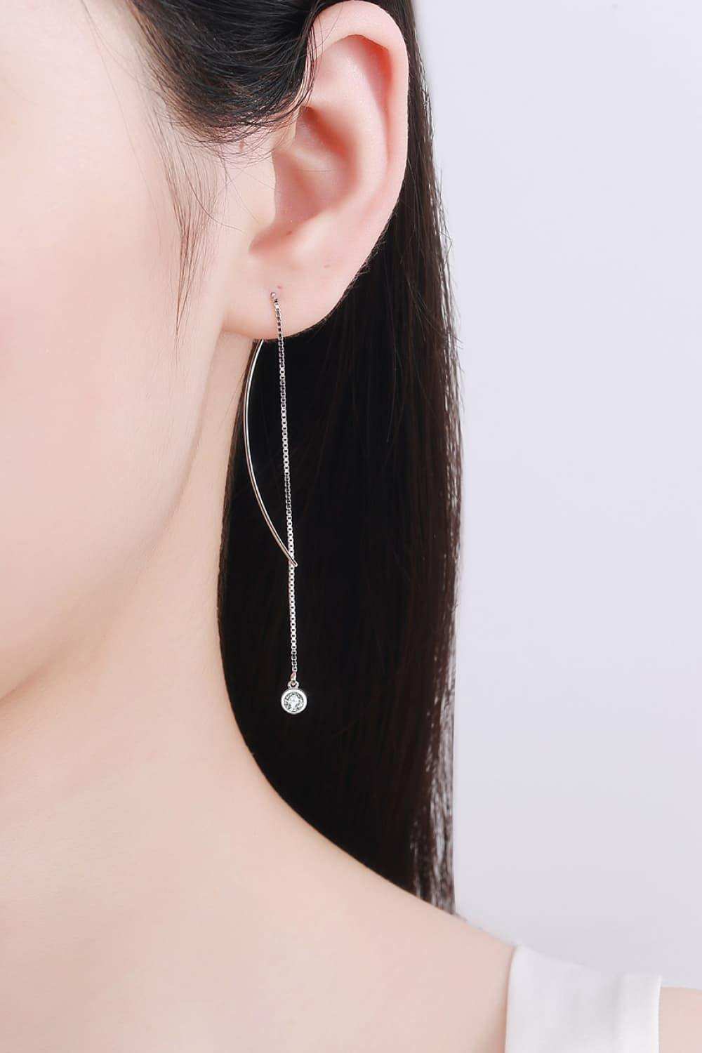 Moissanite 925 Sterling Silver Threader Earrings - Trendsi - Flyclothing LLC