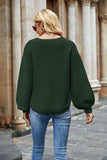 Round Neck Lantern Sleeve Sweater - Trendsi - Flyclothing LLC