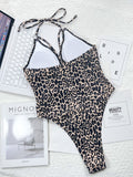 Leopard Cutout Halter Neck One-Piece Swimwear - Trendsi