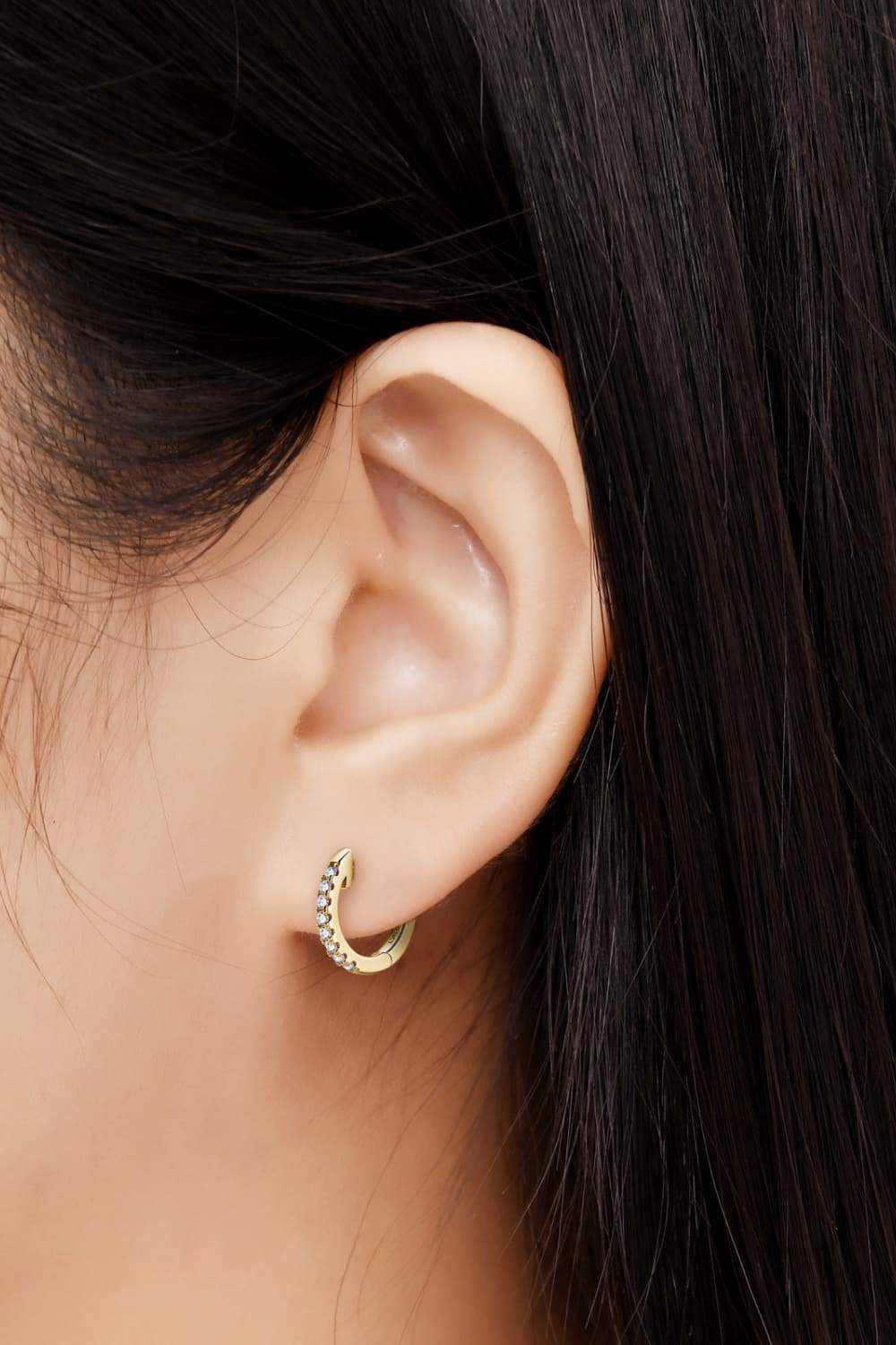 Moissanite 925 Sterling Silver Huggie Earrings - Trendsi - Flyclothing LLC