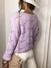Openwork Button Up Long Sleeve Cardigan - Trendsi