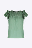 Pleated Detail Flutter Sleeve Blouse - Trendsi - Flyclothing LLC
