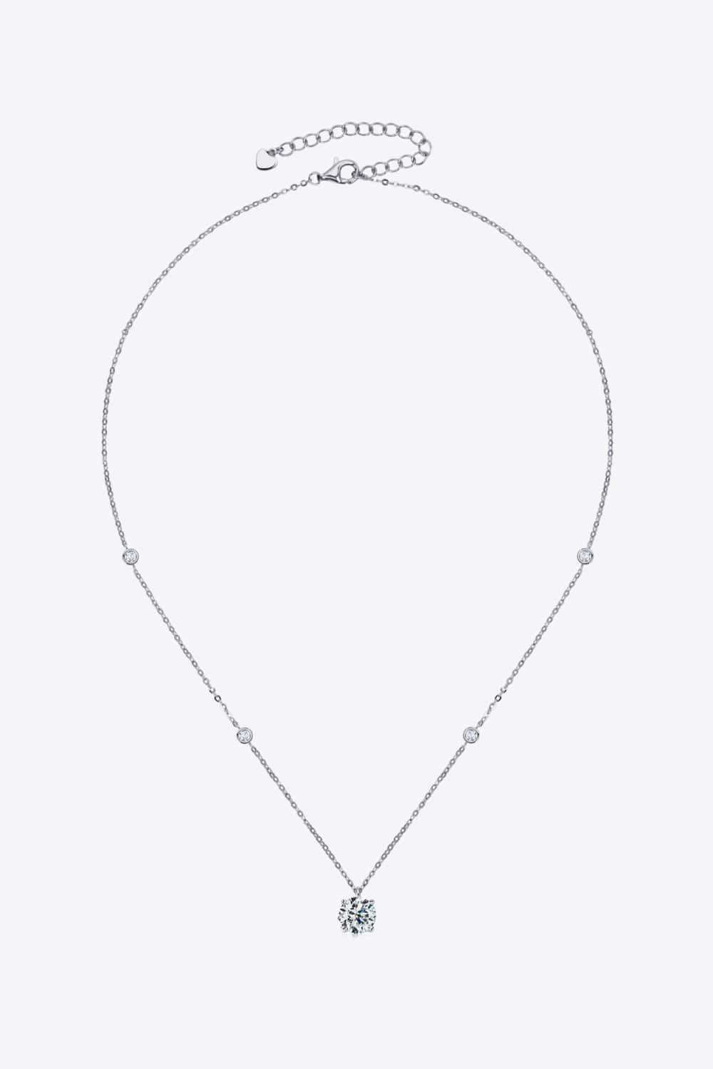 2 Carat Moissanite 4-Prong 925 Sterling Silver Necklace - Trendsi - Flyclothing LLC