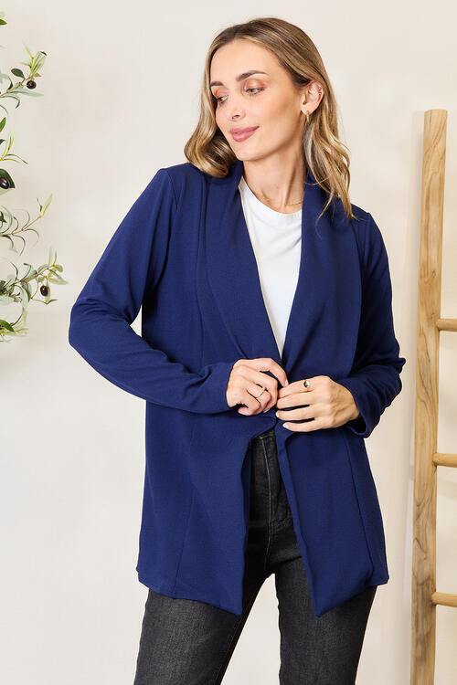 Heimish Full Size Statement Neck Open Front Blazer - Trendsi