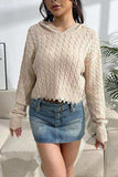 Cable-Knit Dropped Shoulder Hooded Sweater - Trendsi - Flyclothing LLC