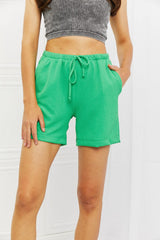 Blumin Apparel Too Good Full Size Ribbed Shorts in Green - Trendsi