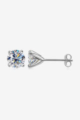 925 Sterling Silver 1 Carat Moissanite 4-Prong Stud Earrings - Trendsi - Flyclothing LLC