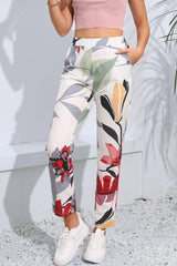 Floral Print Cropped Pants with Pockets - Trendsi