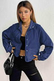 Snap Down Collared Jacket - Trendsi - Flyclothing LLC