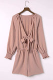 Tied Flounce Sleeve Plunge Romper - Trendsi - Flyclothing LLC