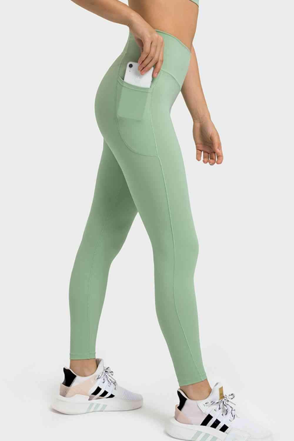V-Waist Yoga Leggings with Pockets - Trendsi - Flyclothing LLC