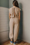 Drawstring Round Neck Cap Sleeve Jumpsuit - Trendsi - Flyclothing LLC
