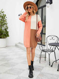 Color Block Dropped Shoulder Sweater Dress - Trendsi