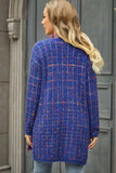 Plaid Fringe Trim Open Front Longline Cardigan - Trendsi - Flyclothing LLC