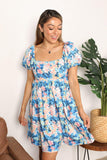 Double Take Floral Square Neck Puff Sleeve Dress - Trendsi