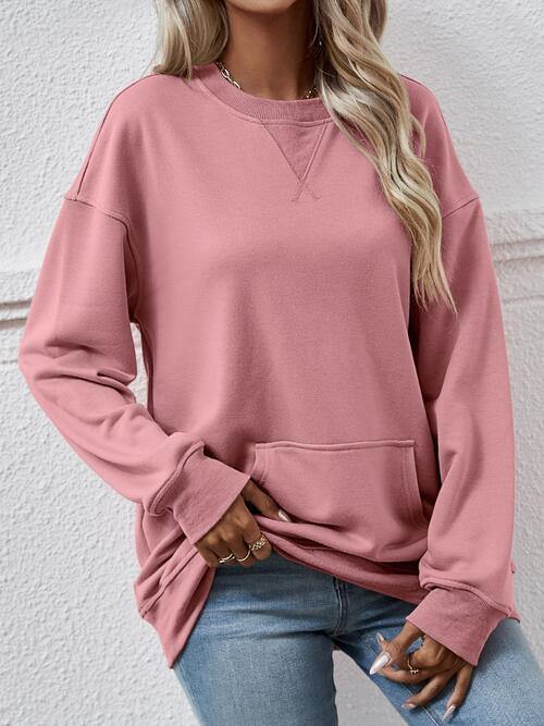 Round Neck Long Sleeve Sweatshirt - Flyclothing LLC