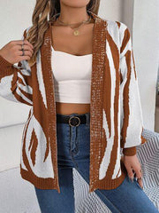 Open Front Animal Print Cardigan - Trendsi