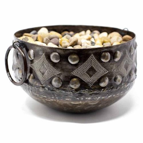 Large Hammered Metal Container with Round Handles - Croix des Bouquets - Croix des Bouquets