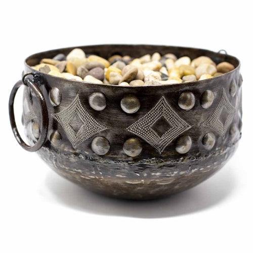 Large Hammered Metal Container with Round Handles - Croix des Bouquets - Flyclothing LLC