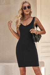Ribbed Sleeveless V-Neck Dress - Trendsi - Flyclothing LLC