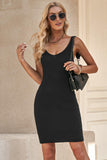 Ribbed Sleeveless V-Neck Dress - Trendsi