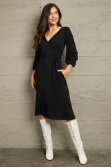 Culture Code Full Size Surplice Flare Ruching Dress - Trendsi