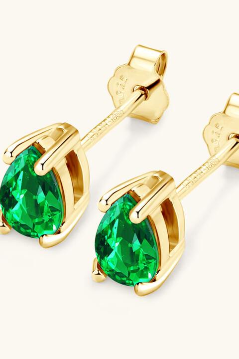 Lab-Grown Emerald Stud Earrings - Trendsi