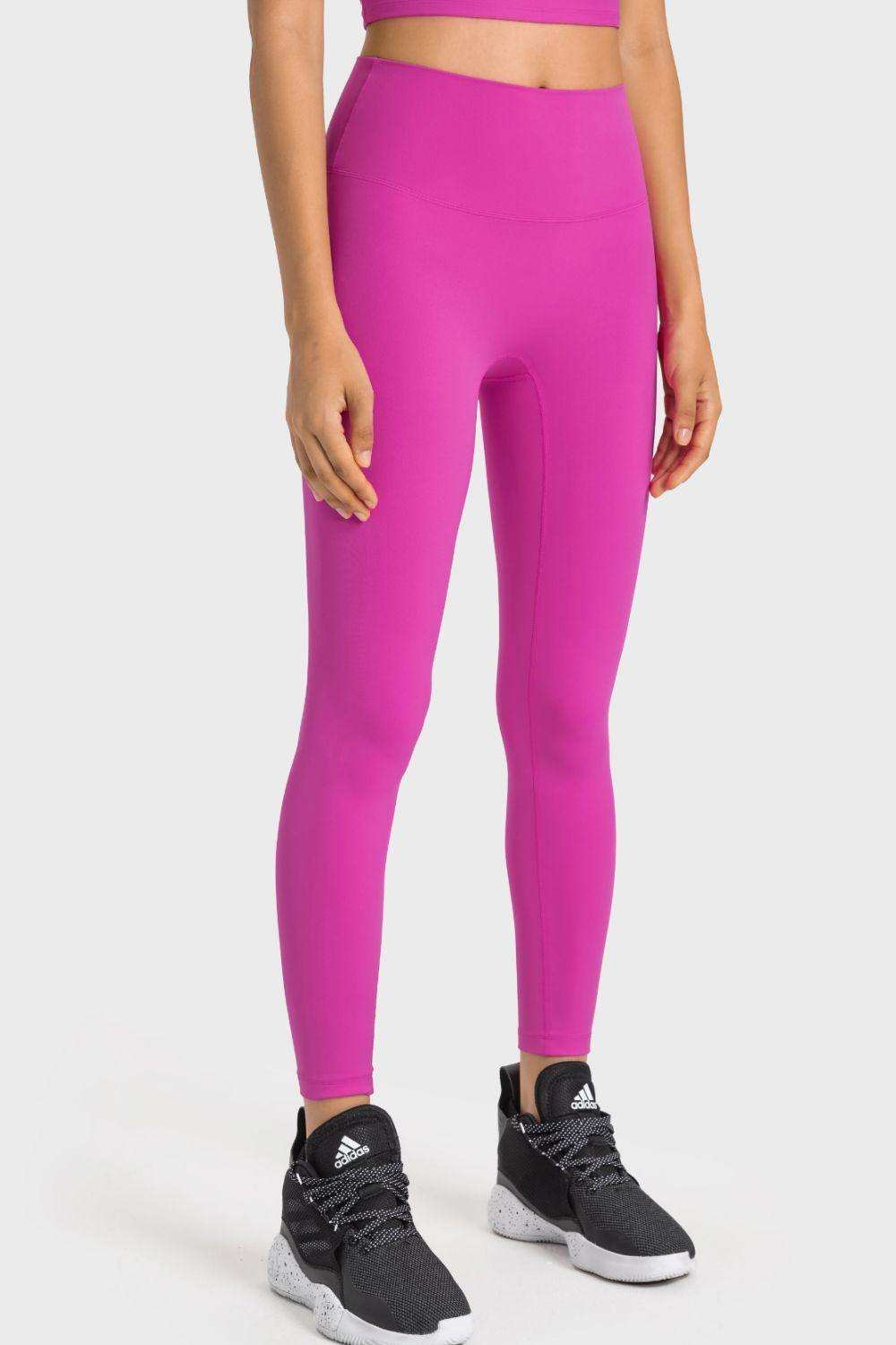 High-Rise Wide Waistband Yoga Leggings - Trendsi - Flyclothing LLC